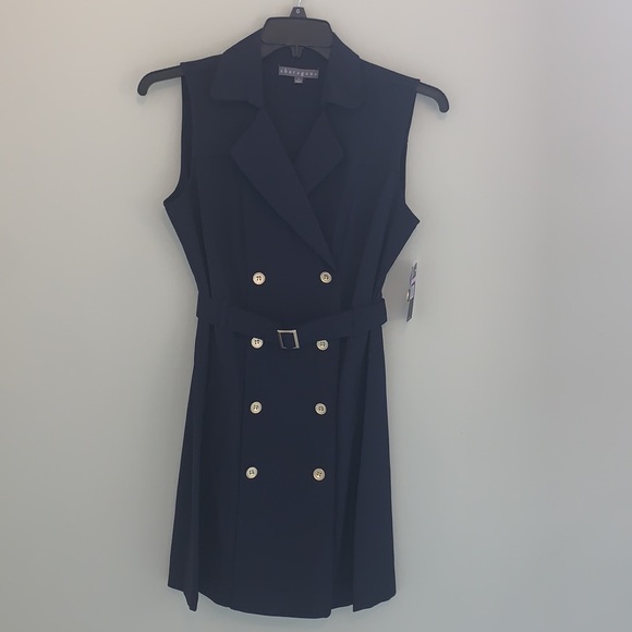 NWT Sharagano Navy Dress with Gold Buttons - Picture 2 of 7